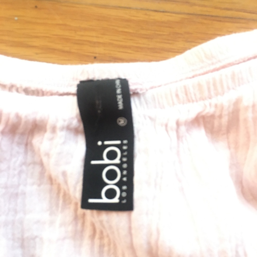 bobi women’s Peasant Blouse Sz M pale pink - Picture 4 of 5
